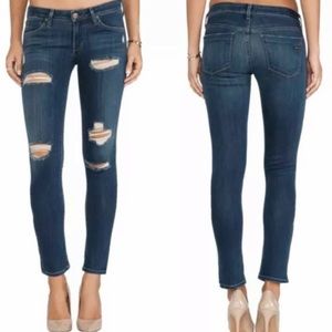 Agolde Chloe Dark Wash Distressed Denim Jeans